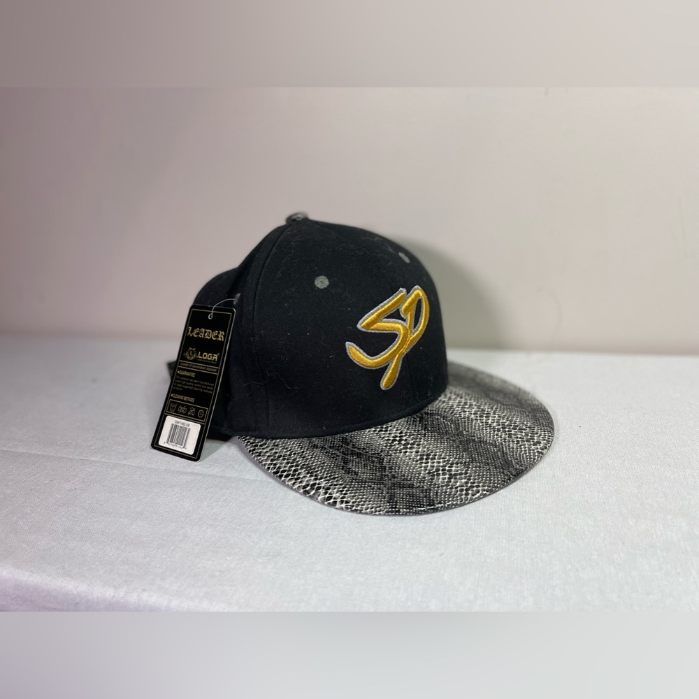 Leader LOGA Hat Black OSFA Strapback Cap Faux Croc Alligator SkatePatch “SP”
